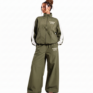 Ensemble de survêtement en nylon bicolore pour femmes, design personnalisé, veste et pantalon légers, vêtements de sport décontractés, fabricant de vêtements streetwear - Product Image 1