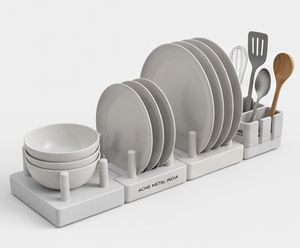 Elegante Soporte de Metal Blanco para Platos, en Metal Resistente con un Diseño Moderno y Elegante, Perfecto para Exhibir en la Mesa de la Cocina o Restaurante - Product Image 1
