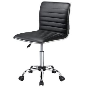 Chaise de bureau pivotante moderne sans accoudoirs en similicuir réglable noire - Product Image 1