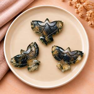 <b>Moss</b> <b>Agate</b> Eagle Carving 30mm Handmade Gemstone Sculpture Pendant for Jewelry Making Decor Craft Wholesale Suppliesdant - Product Image 1