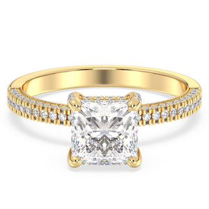 Bague Halo REYES en Argent Sterling 925 avec Moissanite Taille Princesse de 2,59 Carats et Plaqué Or Jaune 14K 18K – Cadeau de Mariage, Bijoux Fins - Product Image 1