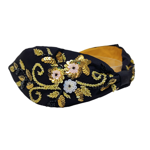 Magnifique Bandeau Élastique Brodé Rose Bohème avec Strass et Perles, Artisanat Exquis pour Accessoires Cheveux Femme - Product Image 6