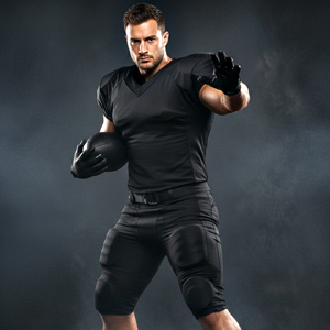 Custom White American Football Jersey with Yellow Pants Set V-Neck Short Sleeve Moisture Wicking Polyester Uniform for Unisex - Product Image 6