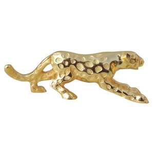 Gold Plated Bronze Leopard Sculpture Cast Metal Animal Figurine Custom Decorative Table <b>Ornament</b> for Home Office - Product Image 3