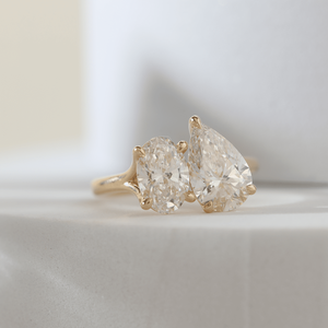 Manufacturer Direct 18K Yellow Gold Toi et Moi Lab Diamond Ring IGI Certified Oval Pear Two <b>Stone</b> Ring Wholesale Luxury Ring - Product Image 3