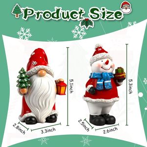 2 Pezzi Decorazioni Natalizie da Interno in Resina, Simpatici Gnomi e Pupazzi di Neve, Ornamenti Festivi, Statue da Tavolo per Casa, Statuette Natalizie da Interno - Product Image 2
