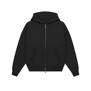 Sweat à capuche zippé pour homme, streetwear d'hiver, en polaire épaisse de qualité, avec logo personnalisé OEM, respirant, séchage rapide, avec poche, couleur unie, coupe classique - Product Image 3