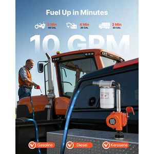 Kit de pompe de transfert de diesel portable 12V CC 10 GPM Arrêt automatique Buse Tuyau de décharge Protection contre la surchauffe Câble d'alimentation - Product Image 2