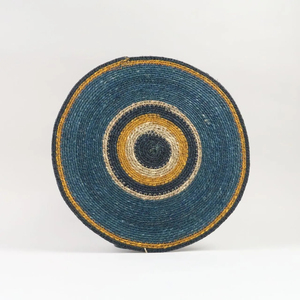 Best Selling Wholesale Sustainable Handwoven Braided Seagrass Navy Blue Round Placemat Dining <b>Table</b> <b>Mat</b> Bulk Restaurant Decor - Product Image 1