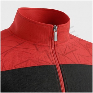 Veste de survêtement rouge à imprimé géométrique pour homme, manches longues, col montant, fermeture éclair sur le devant, coupe sportive régulière, pour l'automne - Product Image 4