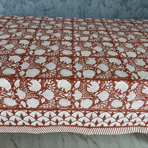 Custom Printed Waterproof Durable Luxury Dining <b>Tablecloth</b> Handmade Block Printed Cotton Linen Square Solid - Product Image 3