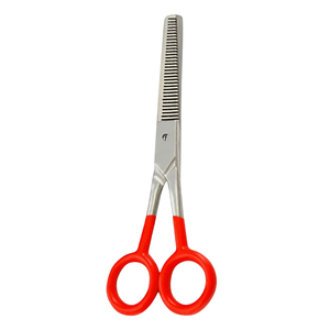 Tijeras de Entresacar para Estilistas de Peluquería y Barbería, Mango Rojo, Acero Inoxidable, Rectas y Afiladas, Profesionales - Product Image 3