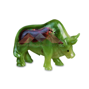 Lujoso Toro de mármol de ónix, elegante obra maestra hecha a mano para una elegante decoración del hogar, piedra grabada ligera, arte tallado - Product Image 5