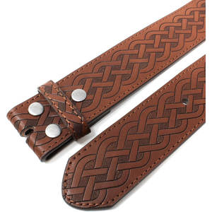 Correa de Cuero Marrón con Patrón de Nudo Celta Grabado, 1.5 Pulgadas de Ancho, con Broches, Cinturones Irlandeses Tartan Clan, Venta al Por Mayor de Fábrica - Product Image 3