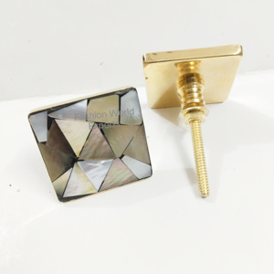 Elegant Mother of Pearl Door Knob with Square Brass Handle Vintage Style Decorative <b>Hardware</b> for Interior Doors - Product Image 4