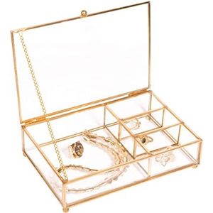 Nordic Gold Octagon Glass Jewelry <b>Box</b> <b>Wedding</b> <b>Keepsake</b> Display Case Clear Glass Brass Decorative Organizer Makeup Storage <b>Box</b> - Product Image 5