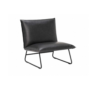 Fauteuil lounge d'intérieur en cuir rembourré, coussin en mousse souple, structure durable, pour salon, chambre, café, restaurant, mobilier de siège - Product Image 1