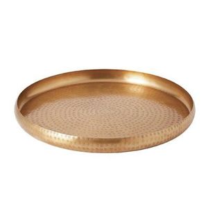 Plateau rond décoratif moderne en laiton pour servir boissons, collations, café – Idéal pour table basse, table à manger, maison, hôtel, présentoir d'appoint - Product Image 2