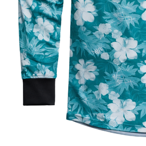 Camiseta de paintball con estampado floral tropical, diseño de flores Luau, sublimación, manga larga, malla transpirable, ropa de equipo con puños elásticos acanalados - Product Image 4