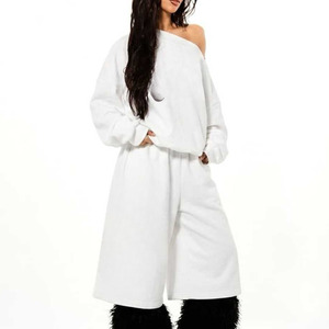 Trendy Solid Color Comfortable White Women's Loose Plus Size <b>High</b> Waist Harem Pants Eco-Friendly Sweat Below the <b>Knee</b> Pants - Product Image 3