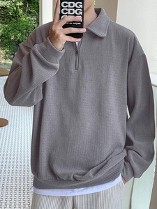<b>Men's</b> Knitted Sweater Half-Zip Pullover Turn-Down Collar Long Sleeve Solid Color <b>Cardigan</b> Winter Wear - Product Image 5