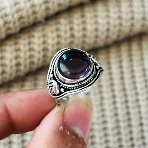 Tribal Fleur de lis Amethyst Brass <b>Ring</b> Oxidized Silver Plated <b>Statement</b> Wholesale <b>Ring</b> For Women - Product Image 2