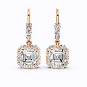 Pendientes Colgantes de Diamantes Asscher Halo en Oro Blanco de 10KT, Certificados por IGI, Joyería de Moda para Novia, Boda, Aniversario, Regalo - Product Image 5