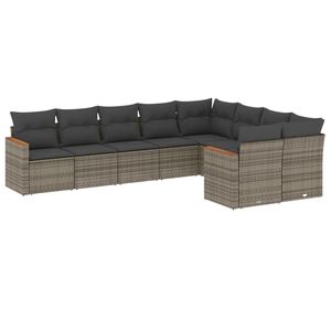 Grey <b>Rattan</b> Garden <b>Sofa</b> Set 8 Seater Cushioned Outdoor Furniture Contemporary Design - Product Image 4