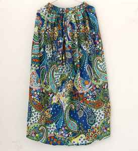 Falda estampada 100% algodón para mujer, falda estampada con efecto arrugado, cintura elástica y cierre con cordón. - Product Image 6