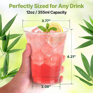 Gobelets jetables transparents compostables de 12 oz pour boissons froides, écologiques, en PLA, sans BPA, biodégradables, anti-fuite, recyclables, adaptés au congélateur, lot de 50 - Product Image 6