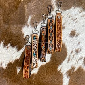 ใหม่หรูหราสไตล์มือแกะสลักเครื่องมือหนังดอกทานตะวัน KeyChains นูนพิมพ์ดอกไม้เครื่องมือหนังอุปกรณ์เสริมพวงกุญแจ - Product Image 3