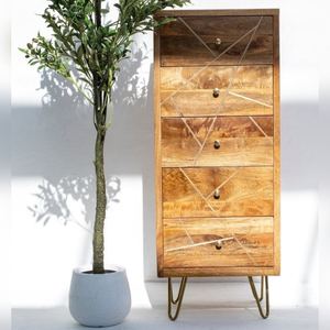 Commode à tiroirs en bois Vandana Vesta Mira Elegance, meuble de rangement moderne en bois massif pour chambre à coucher - Product Image 1