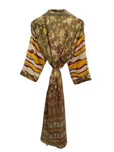 Robe longue kimono en soie Bridel, patchwork, pour couvrir le bikini, vêtement de nuit, kimono en sari indien vintage recyclé fait main - Product Image 4