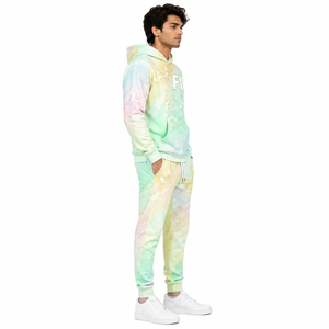 Ensemble de survêtement unisexe tie-dye ODM/OEM – Sweat à capuche coupe classique en coton French Terry, idéal pour le printemps, avec poches – Tenue décontractée - Product Image 2