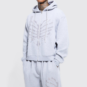 Wholesale Price <b>Distressed</b> tracksuit Men Manufacturer Custom High Quality 100% Cotton <b>Distressed</b> tracksuit - Product Image 3