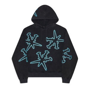 Custom Y2K Streetwear Rhinestone Hoodie Vintage Wash Heavyweight Oversized Star Graphic <b>Pullover</b> <b>Men</b> Women Hip Hop Sweatshirt - Product Image 1