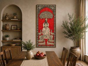 Buda Decorativo Bajo un Árbol Bodhi, Adorno Colgante de Madera |   Arte Espiritual Tradicional Indio para el Hogar, la Oficina y la Sala de Meditación - Product Image 2