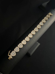 Bracelet tennis de luxe en argent avec maillons en forme de cœur pour femme, serti de moissanite, 20 cm, bijoux de mode, cadeau de fête, accessoire de mariage - Product Image 1