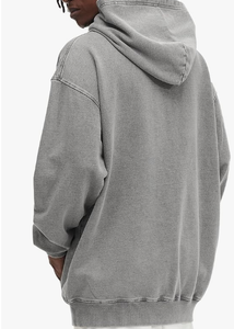 Sweat-shirt à capuche gris unisexe, manches longues, couleur unie, coupe ample décontractée, pull en coton avec poches latérales, vêtements d'automne - Product Image 3