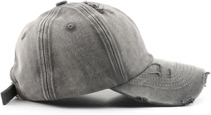 Casquette de baseball 6 panneaux en jean délavé et vieilli style vintage, non structurée, broderie 3D métallique, tendance, pour homme - Product Image 1