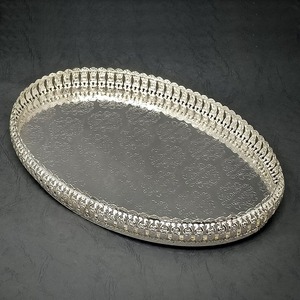 Luxury Round <b>Silver</b> Iron Mirror Serving Tray Handmade Decorative Vanity Tray <b>Coffee</b> <b>Table</b> Ottoman Display Tray Wedding Occasion - Product Image 3