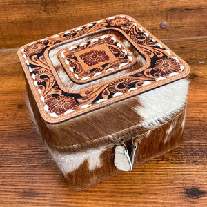 Caja de joyería de gran tamaño de cuero de vaca personalizada de lujo, caja de joyería de gran tamaño, pulsera, anillo, pendiente, collar, cajas de joyería de cuero de vaca para mujer - Product Image 3