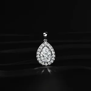 Collar con Colgante de Diamante Cultivado en Laboratorio con Corte Pera de 0.5CT, Claridad VVS-VS, Oro, para Compromiso y Boda - Product Image 1