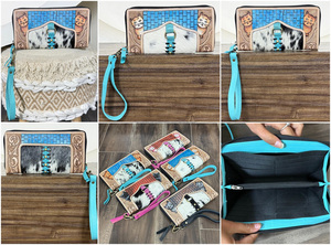 Cartera de Viaje de Cuero con Bloqueo RFID para Mujer, con Cierre de Cremallera, Correa de Muñeca, Diseño Artesanal, Porta Teléfono Grande, Tipo Clutch - Product Image 3