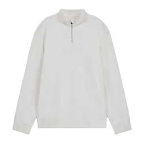 Sudadera de invierno 2025 con cremallera de un cuarto para hombre, cuello simulado personalizado, color liso, talla grande, ligera, cortavientos, OEM ODM, a la moda - Product Image 3
