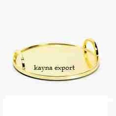 Bandeja Redonda Decorativa de Metal con Acabado Dorado de Lujo Hecha a Mano, Apta para Alimentos y Fácil de Limpiar, con Bordes de Diseño, Bandeja de Metal para Servir Frutas - Product Image 2