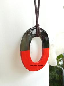 Handcrafted Buffalo Horn and Resin Joint Pendant <b>Necklace</b> with Adjustable Leather <b>Cord</b> Eco-Friendly Tribal Style Fashion Jewelry - Product Image 2