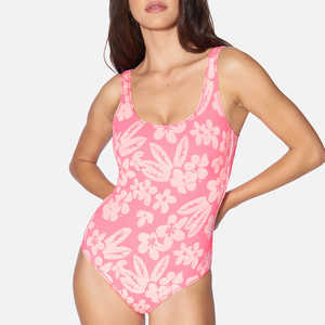 Maillot de bain une pièce sexy pour femme, taille haute, coupe échancrée, dos halter profond, motif floral, matière respirante, idéal pour l'aquagym - Product Image 1