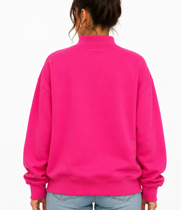 Sudadera Casual de Manga Larga para Mujer, Estilo Oversize con Cuello Alto Simulado, Diseño de Parches con Letras y Contraste de Puntos, Personalizada OEM - Product Image 2