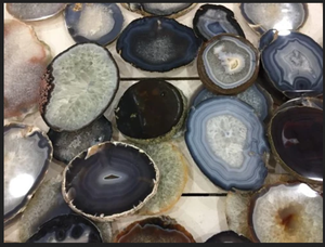 Plateau en pierre de haute qualité, agate noire, pierre naturelle dorée, plateau en pierre de cristal, plateaux de pierres de guérison, agate, grossiste - Product Image 5